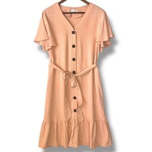 Ces Femme Cotton Peach Midi Dress